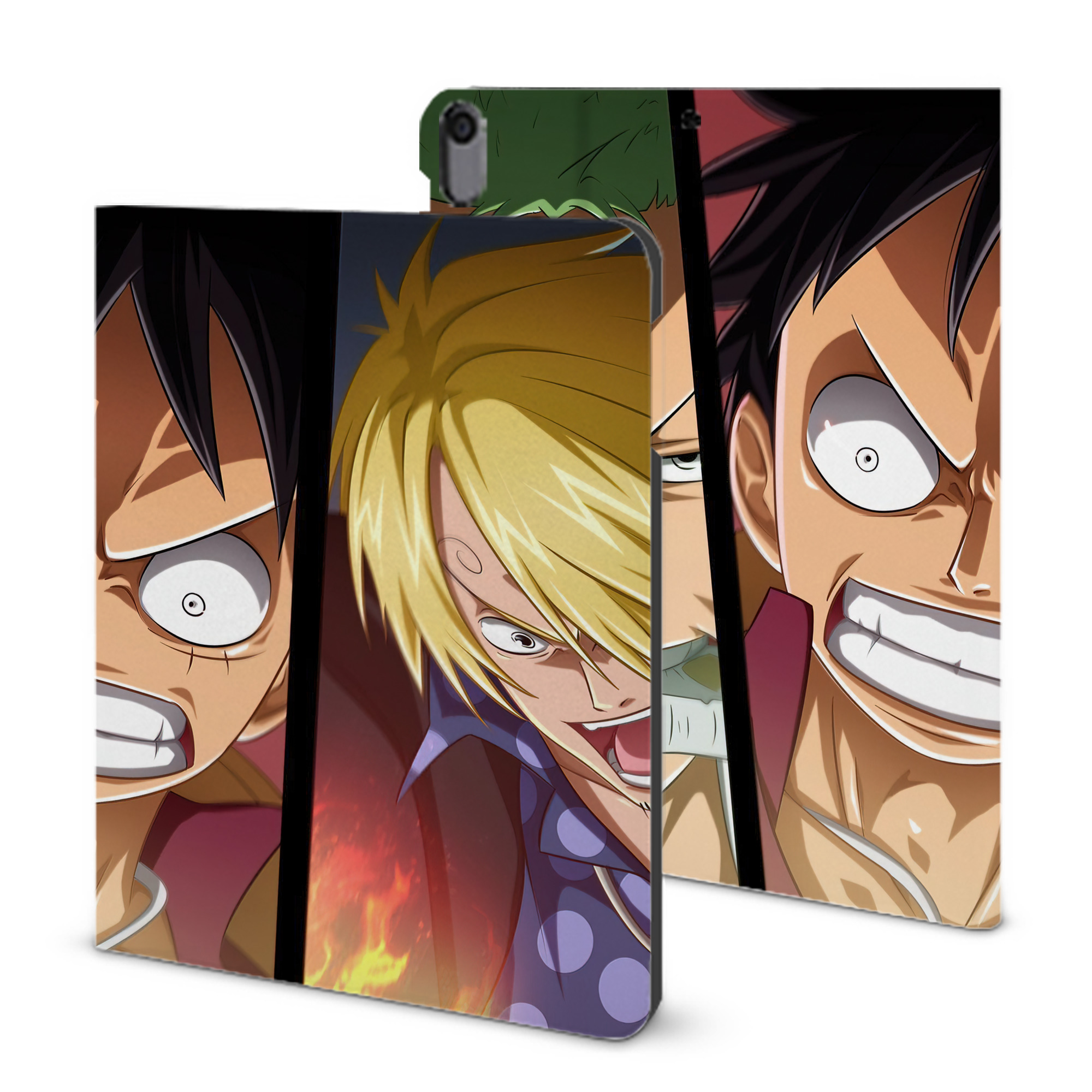 ワンピース ONE PIECE IPad ケース ブック型 PUレザー TPU 耐衝撃 軽量 薄型 ペン収納なし 全面保護 IPad 各モデル対応